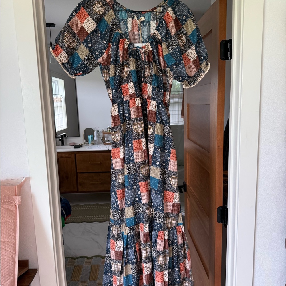 Christy Dawn Brynne and Patchwork Dress - Blue, Red, Cream